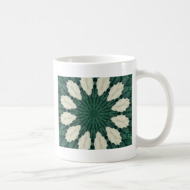 Tropiska Sacramento Grön och Silver Leaf Mandala. Kaffemugg (Höger)