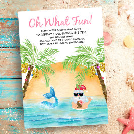 Tropiska Santa Sjöjungfrun Vilken Roligt vid jul P Inbjudningar