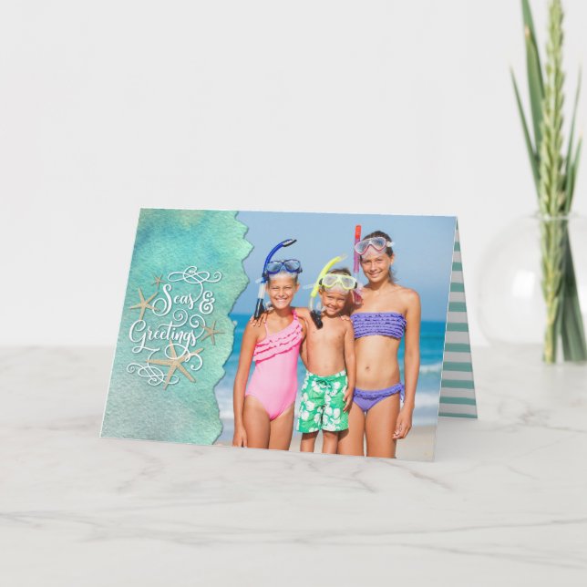 Tropiska Säsonhälsningar 2 Foton vattenfärg Helgkort (Framsida)