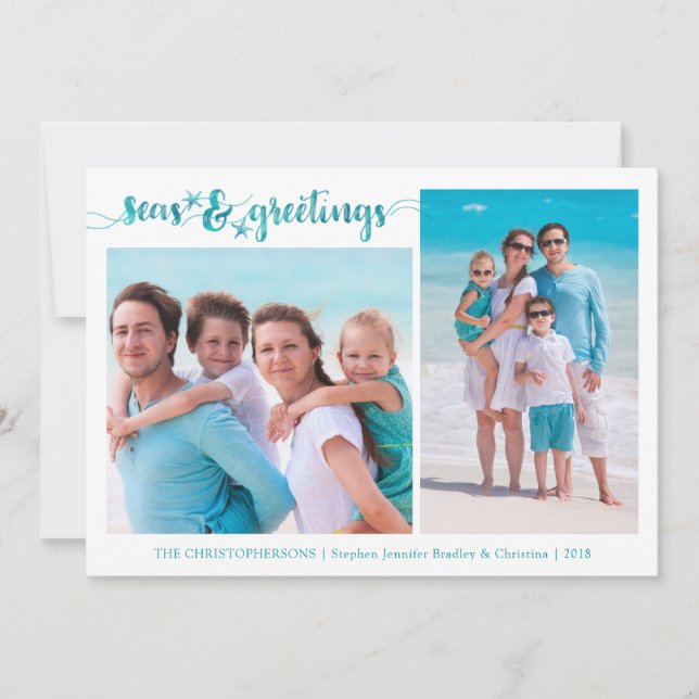 Tropiska Säsonhälsningar av Starfisk | Två foton Julkort (Framsida)