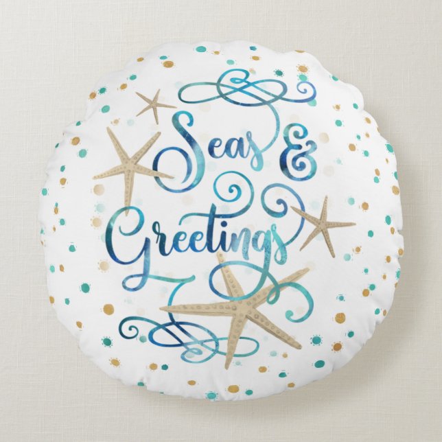 Tropiska Säsonhälsningar för persikor Rund Kudde (Framsidan)