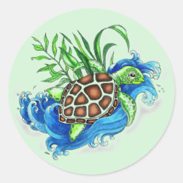 Tropiska Sea Turtles Sticker Runt Klistermärke