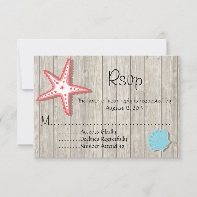 Tropiska Seashell-Bröllop OSA Kort (Framsida)