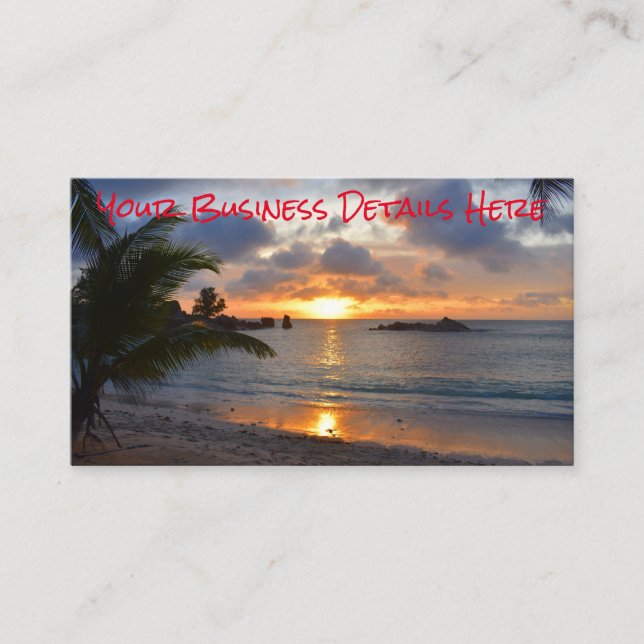 Tropiska seychelliska öarna Handflatan Träd Beach  Visitkort (Framsida)