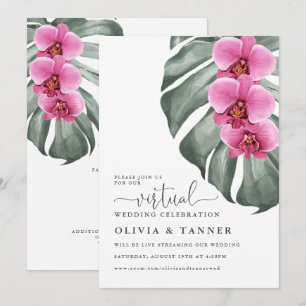 Tropiska Shock rosa Orchids Virtuellare Bröllop Inbjudningar