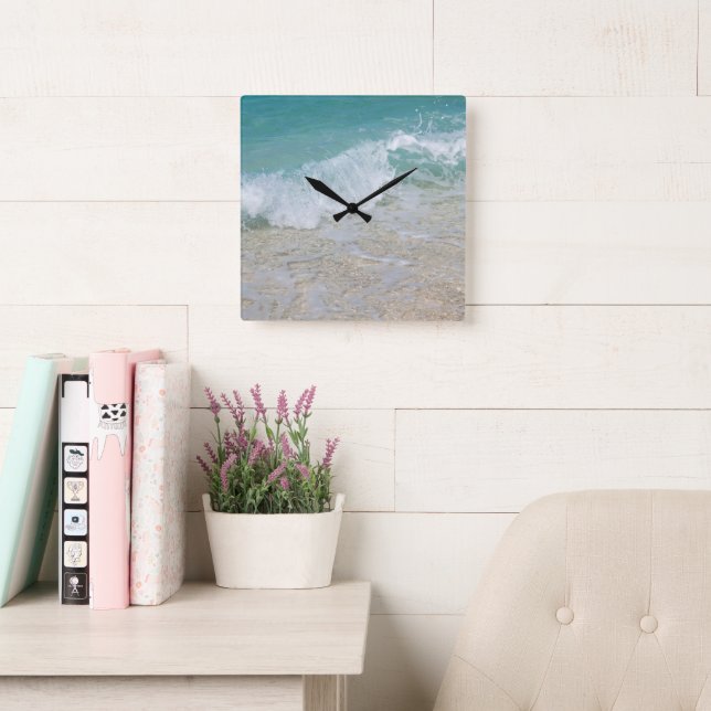 Tropiska Shoreline Bliss #1 #Haven #wall #art Fyrkantig Klocka (Läsesal)