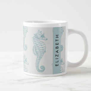 Tropiska sjöhästar, Seahorse Mönster, ditt namn Jumbo Mugg