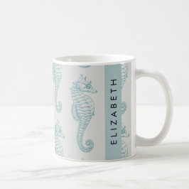 Tropiska sjöhästar, Seahorse Mönster, ditt namn Kaffemugg