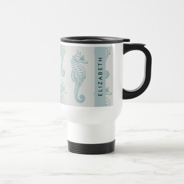 Tropiska sjöhästar, Seahorse Mönster, ditt namn Resemugg (Höger)