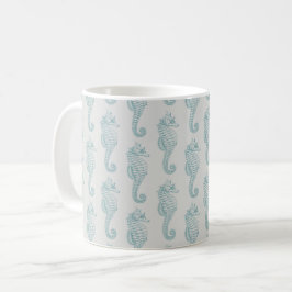 Tropiska sjöhästar, sjöhäst Mönster - blått Grått Kaffemugg