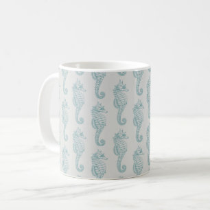 Tropiska sjöhästar, sjöhäst Mönster - blått Grått Kaffemugg