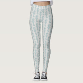 Tropiska sjöhästar, sjöhäst Mönster - blått Grått Leggings