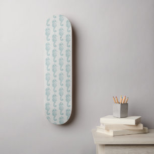 Tropiska sjöhästar, sjöhäst Mönster - blått Grått Mini Skateboard Bräda 18,5 Cm