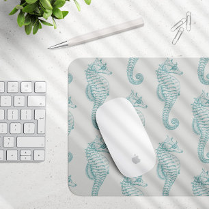 Tropiska sjöhästar, sjöhäst Mönster - blått Grått Musmatta