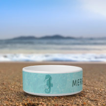 Tropiska sjöhästen Monogram Pet Namn Aqua Blue