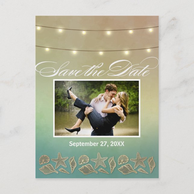 Tropiska sjöstjärna snigelskal Spara datum vykort (Framsida)