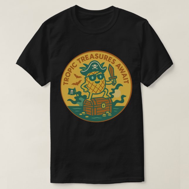 Tropiska skatter väntar på ananas t shirt (Design framsida)