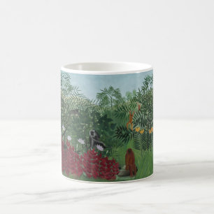 Tropiska skogar med apor och orm (Rousseau) Kaffemugg