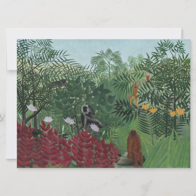 Tropiska skogar med apor och orm (Rousseau) Kort (Framsida)