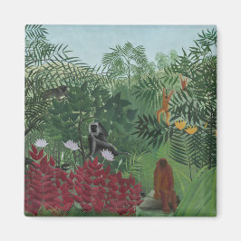 Tropiska skogar med apor och orm (Rousseau) Magnet