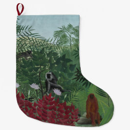 Tropiska skogar med apor och orm (Rousseau) Stor Julstrumpa