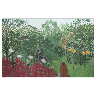 Tropiska skogar med apor Rousseau Fine Art Tyg