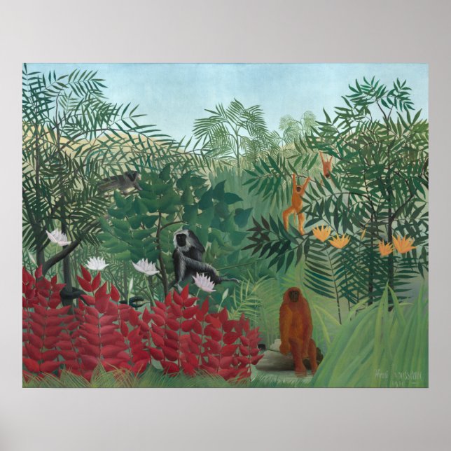 Tropiska skogen - Henri Rousseau Fine Art Poster (Framsidan)