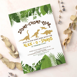 Tropiska skogshälsdagen i guld Glitter Dinosauaur Inbjudningar