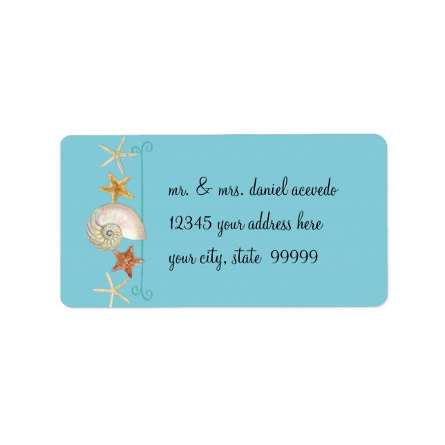 Tropiska Snäckor Starfish Nautilus Summer Adressetikett (Framsidan)
