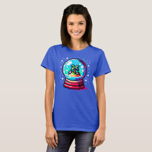 Tropiska Snö Globe Unik Pixel Art Beach Winter T Shirt