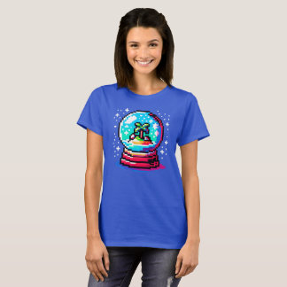 Tropiska Snö Globe Unik Pixel Art Beach Winter T Shirt