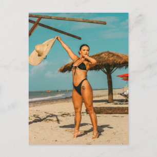 Tropiska solbränna linjer Bikini Flicka Foto Bre Vykort