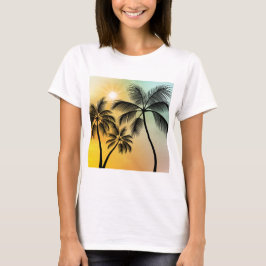 Tropiska solnedgång med Handflatan Träd - Beach Na T Shirt