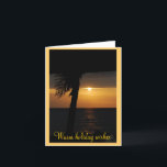 Tropiska solnedgånghälsningar för glad helg<br><div class="desc">Personifierat tropiskt Julhälsningar kort med guld och brons toner hjälper dig att skapa din det egna härliga säsong hälsningkortet med en säsongsbetonad helgdagdikt och två malllinjer, så du kan tillfoga en närmare detalj Julhälsningar såväl som din familj namn - - eller borttagnings före köp.</div>