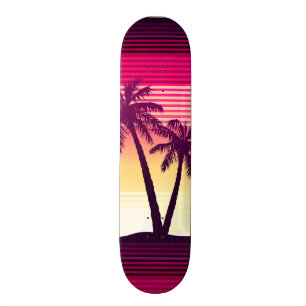 Tropiska solnedgångrandar mini skateboard bräda 18,5 cm
