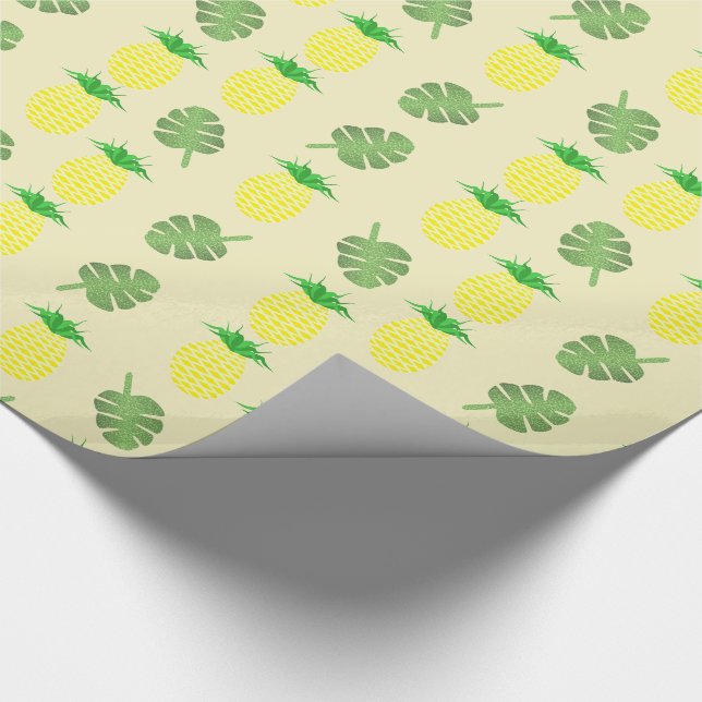 Tropiska sommaranas och Handflatan Löv Mönster Presentpapper (Hörn)
