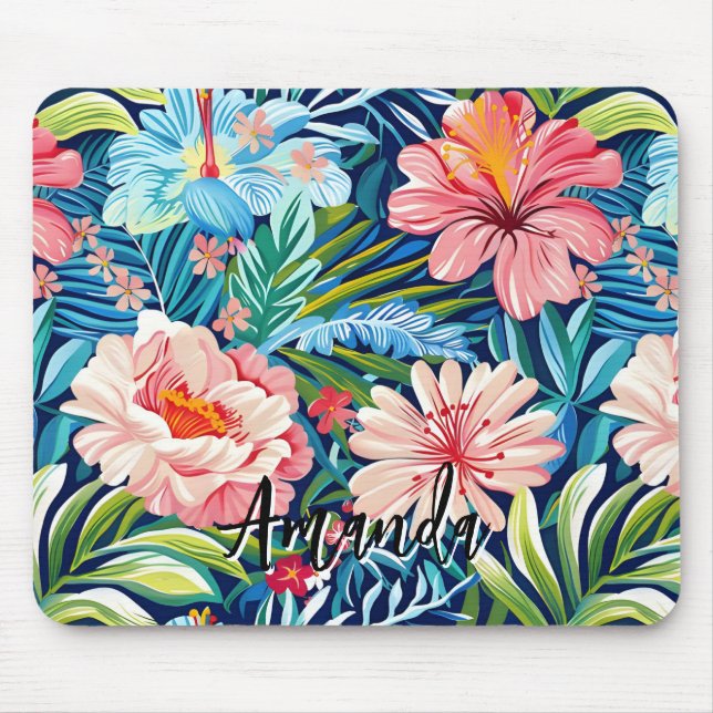 Tropiska sommarblommor Mönster Vacker blomster Musmatta (Framsidan)