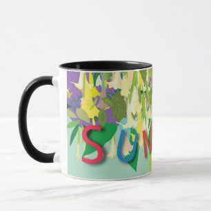 Tropiska sommarblommor mugg