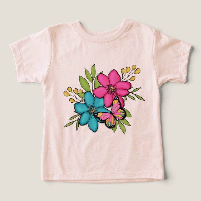 Tropiska sommarblommor t shirt (Design Framsida)