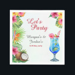 Tropiska sommardagen Par Friend Joint Birthday Pappersservett<br><div class="desc">Fira din gemensamma födelsedag med ett tropiskt temat party med våra bedövande vattenfärgsblöjor. Med hawaiiska blommor, kokokosnöt och en cocktail mot en lätt bakgrund sprängs designen av vibrerande energi. "Låt's Party" i eleganten anger den festliga tonen. Anpassa enkelt varje detalj i ett klassiskt serif-teckensnitt för att skapa perfektens napkin. Börja...</div>
