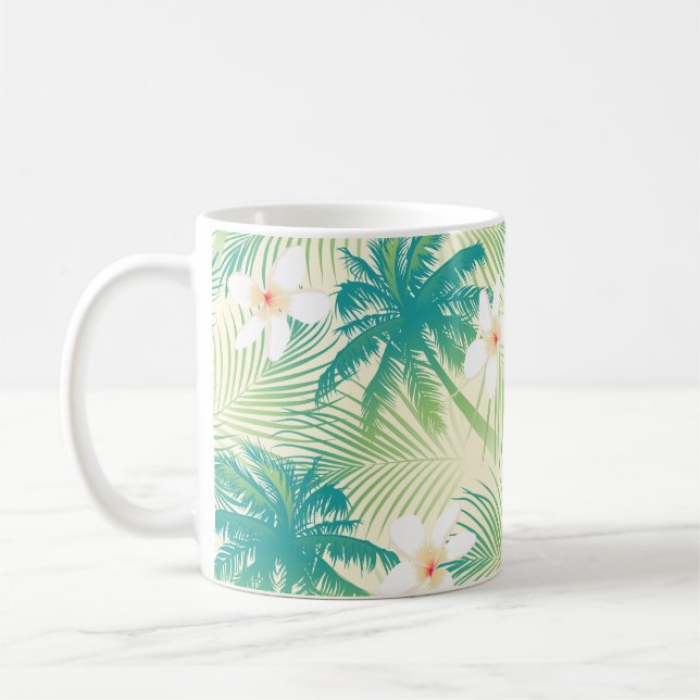 Tropiska sommaren handflatan träd kaffemugg (Vänster)