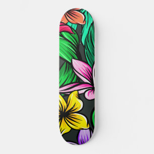Tropiska sommaren Hibiscus Mönster Mini Skateboard Bräda 18,5 Cm