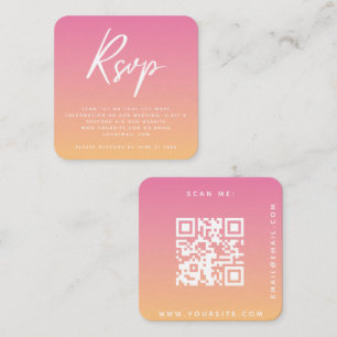 Tropiska sommarens Rosa Orange Bröllop OSA QR-kod Tilläggskort