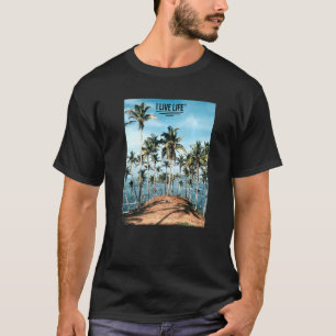 Tropiska sommarfototeckningar i handflatan Träd I T Shirt