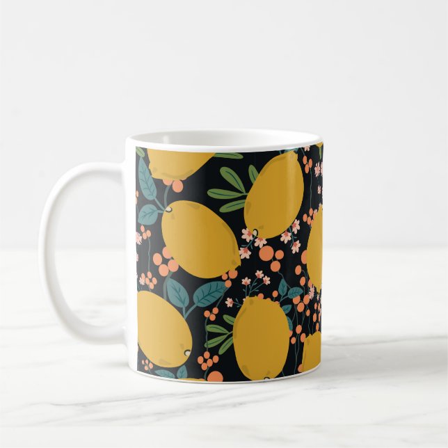 Tropiska sommarfrukter, sömlös mönster. Citrus Kaffemugg (Vänster)