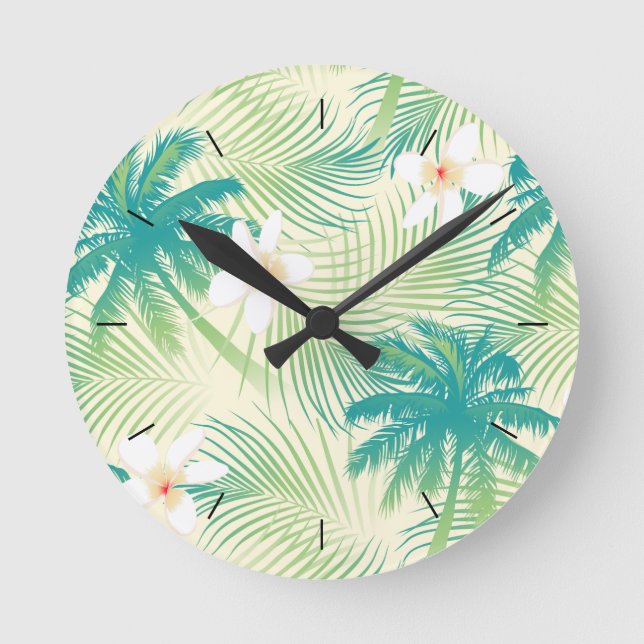 Tropiska sommarpalmträd rund klocka (Framsida)