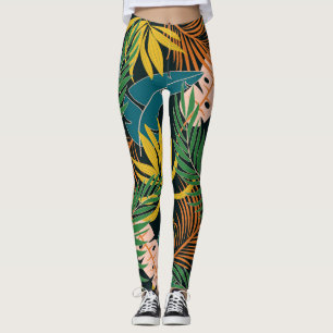 Tropiska sommarväxter i Mönster Leggings