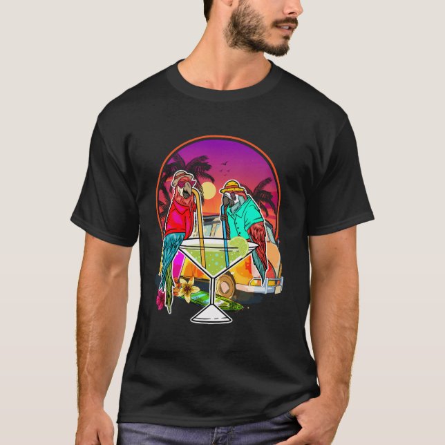 Tropiska sommarventilation Fåglar Parrots som dric T Shirt (Framsida)