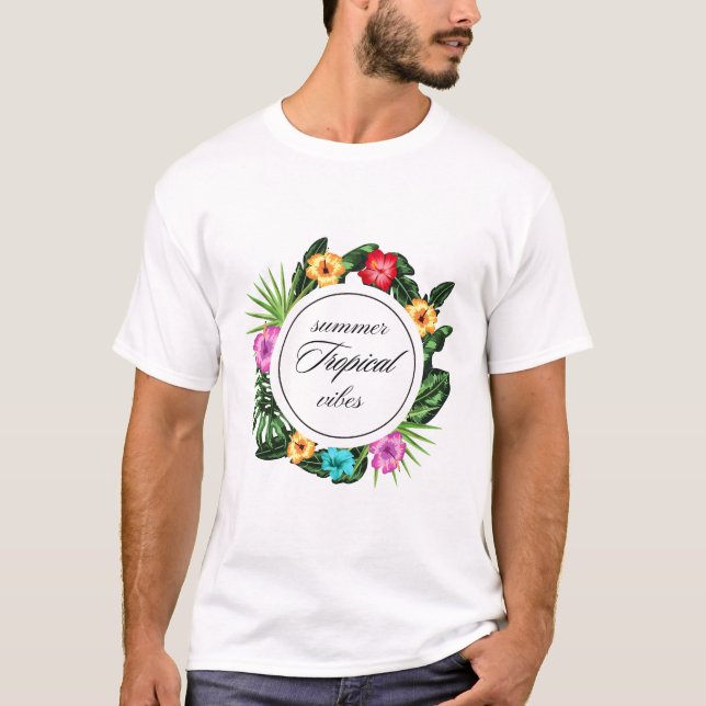 Tropiska sommarvibes: Blommigt Circle Design T Shirt (Framsida)