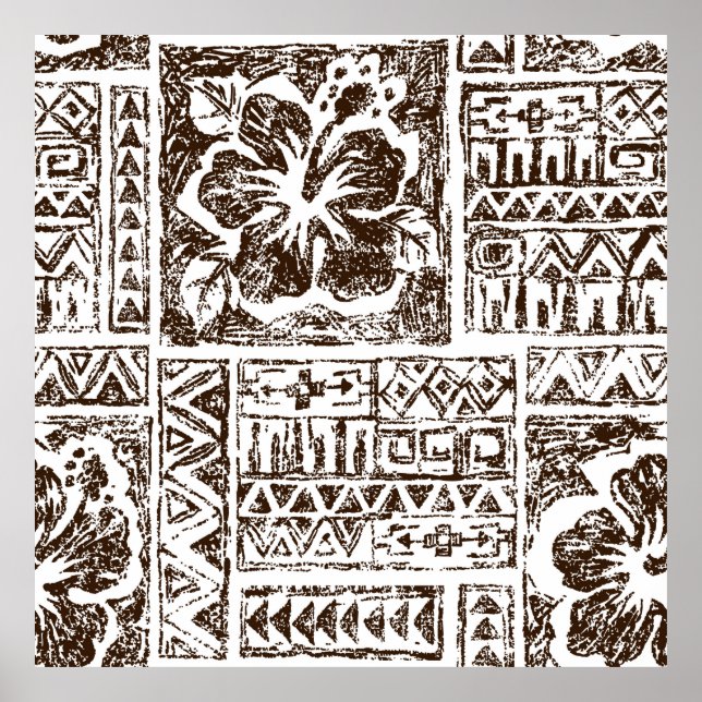Tropiska stamkonst mönster från den inhemska hawai poster (Framsidan)